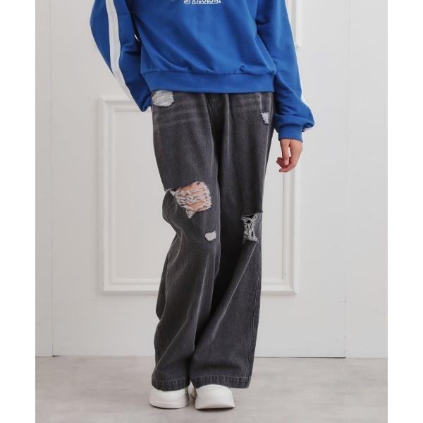 『タイムセール実施中』ZOZO問い合わせ番号:98542054ショップ:PINK-latte，ピンク ラテブランド:PINK-latte，ピンクラテ商品名:ダメージワイドデニムパンツカテゴリ:パンツ>デニムパンツブランド品番:319-...