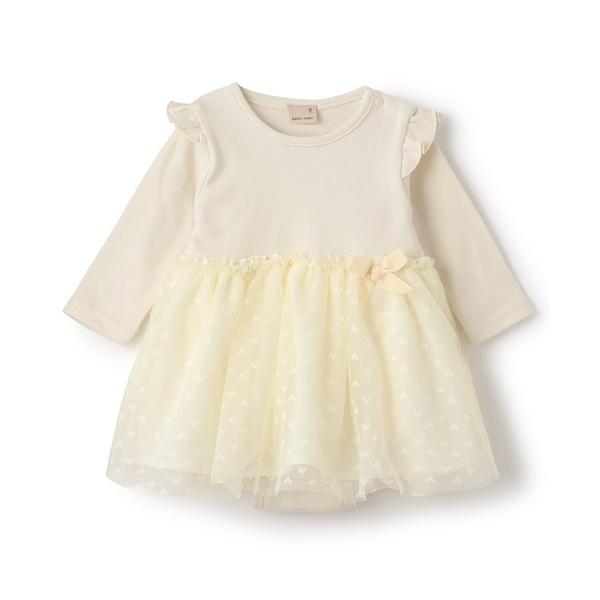 『セール実施中』※このアイテムは返品・交換対象外商品です。ZOZO問い合わせ番号:98573778ショップ:petit main，プティマインブランド:petit main，プティマイン商品名:チュールドッキングOPロンパースカテゴリ:ママ...