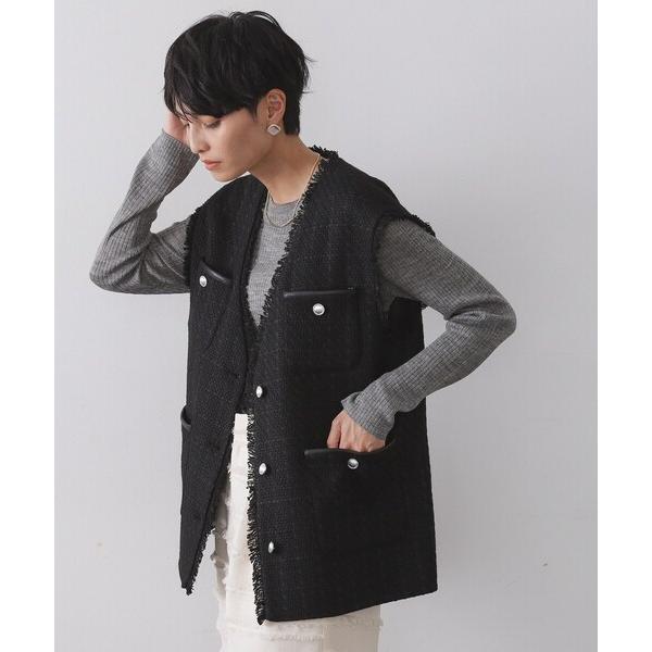 ベスト ジレ ツイードVネックベスト「洗濯機OK」 レディース