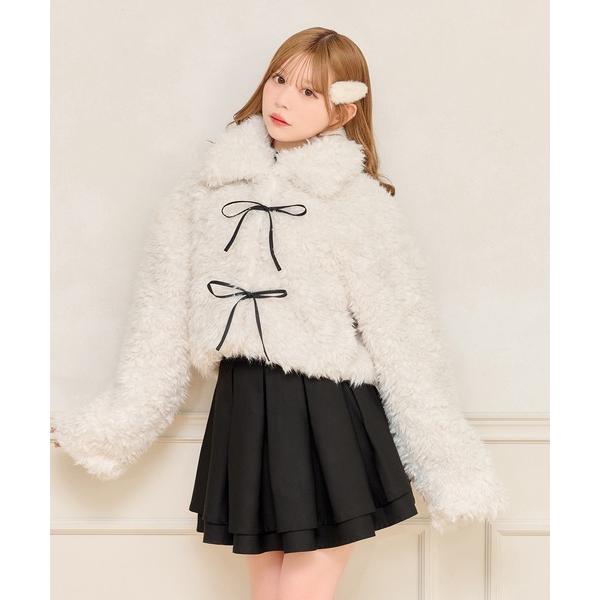 『タイムセール実施中』ZOZO問い合わせ番号:98575484ショップ:apres jour，アプレジュールブランド:apres jour，アプレジュール商品名:リボンシャギーブルゾンカテゴリ:ジャケット/アウター>ブルゾンブランド品...