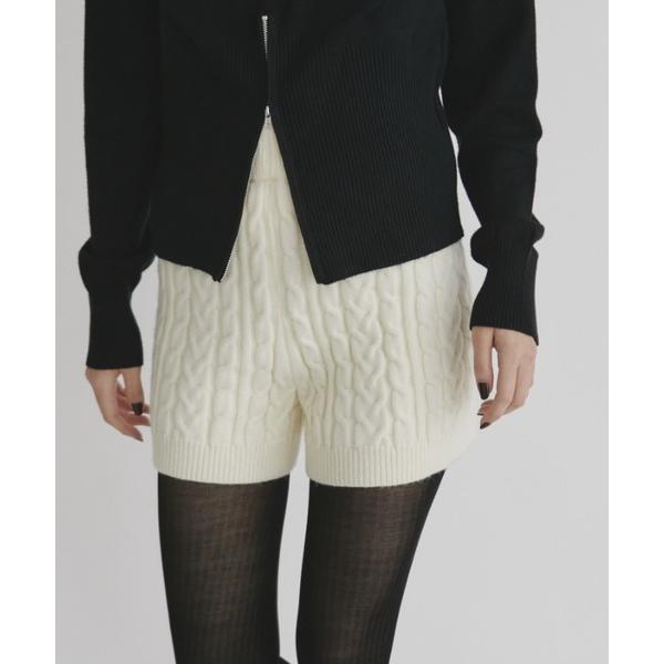 パンツ ケーブルニットショートパンツ レディース