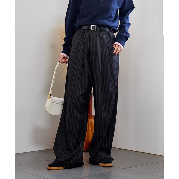 ワイドパンツ スラックス パンツ RED KAP × FREAK'S STORE/レッドキャップ TR サスペンダー付き ビッグ2タック スラックスパンツ レディース