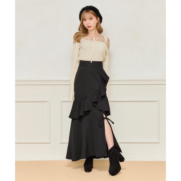 ZOZO問い合わせ番号:98579792ショップ:apres jour，アプレジュールブランド:apres jour，アプレジュール商品名:レースアップリボンスカートカテゴリ:スカート>スカートブランド品番:600192素材:ポリエス...