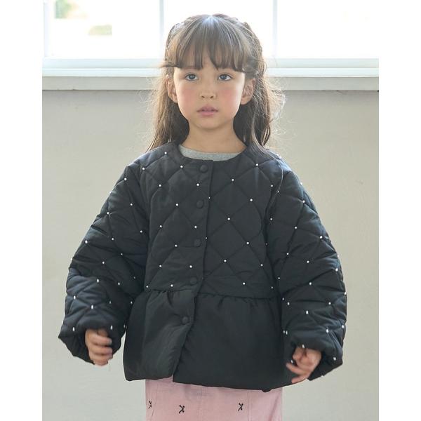 『セール実施中』ZOZO問い合わせ番号:98643443ショップ:petit main，プティマインブランド:Lycee mine，リセマイン，petit main，プティマイン商品名:パール付きキルティングペプラムブルゾンカテゴリ:ジャケ...