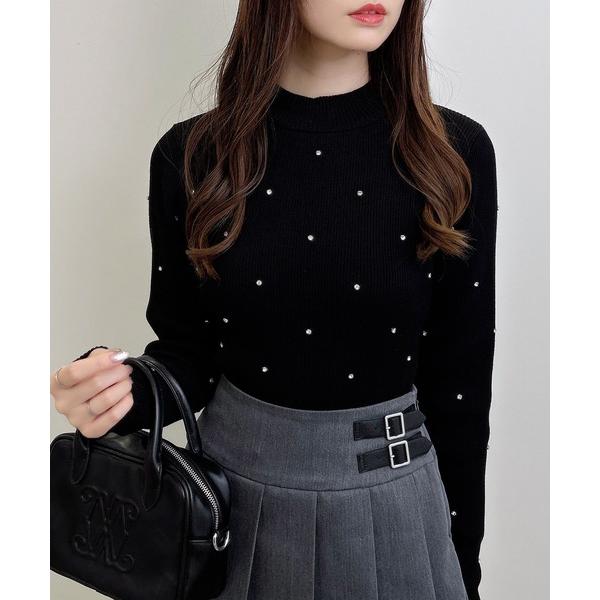 『タイムセール実施中』ZOZO問い合わせ番号:98713568ショップ:INGNI，イングブランド:INGNI，イング商品名:ハイネックビジュー付リブニットカテゴリ:トップス>ニット/セーターブランド品番:1254-900195素材:...