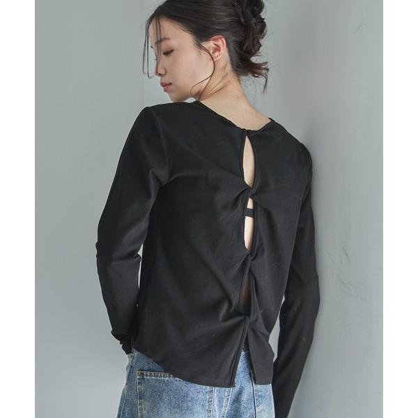 tシャツ バックツイストホールロンTee レディース