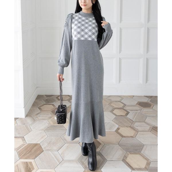 『セール実施中』ZOZO問い合わせ番号:98783012ショップ:clear，クリアブランド:CLEAR BASIC，クリアベーシック，clear，クリア商品名:ブロックチェックジャガードニットロングワンピース[大人 フェミニン 上品]カテ...