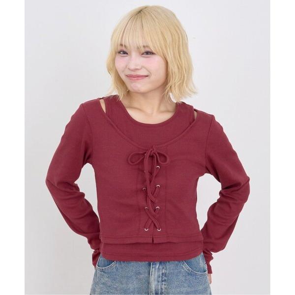 『セール実施中』ZOZO問い合わせ番号:98846583ショップ:NARUMIYA ONLINE，ナルミヤ オンラインブランド:LOVETOXIC，ラブトキシック商品名:レースアップ長袖TシャツSETカテゴリ:トップス>Tシャツ/カッ...