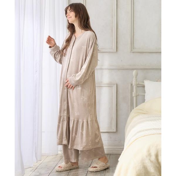 ZOZO問い合わせ番号:98878085ショップ:cross marche，クロスマルシェブランド:Rosemadame，ローズマダム商品名:ベロアリボンエンボスネグリジェ（マタニティ/ 妊婦服）授乳楽々 妊婦服 産前・産後対応カテゴリ:マ...