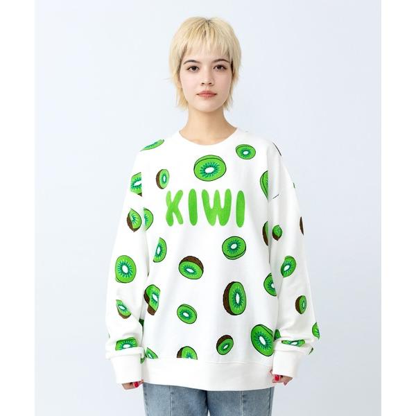 トレーナー スウェット 「新サイズ」フード総柄スウェット（RENNYU・KIWI・TOMATO・FUGU） レディース メンズ
