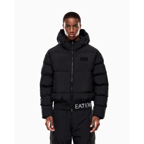 ダウンジャケット ダウン 「オンライン限定」「エンポリオ アルマーニ EA7」フード付きパデッドジャケット テクニカルファブリック ロゴ メンズ