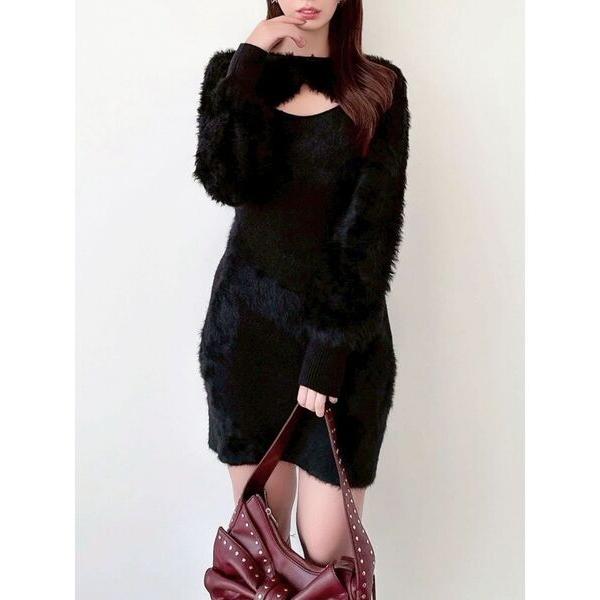 『タイムセール実施中』ZOZO問い合わせ番号:98945327ショップ:RESEXXY，リゼクシーブランド:RESEXXY，リゼクシー商品名:フェザーニットレイヤードワンピースカテゴリ:ワンピース/ドレス>ワンピースブランド品番:15...