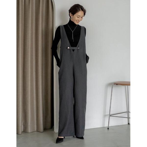 ZOZO問い合わせ番号:98946441ショップ:Re:EDIT，リエディブランド:Re:EDIT，リエディ商品名:[低身長/高身長サイズ有][アルガンオイル加工]微起毛ツイルゴールドボタン付きサロペットカテゴリ:オールインワン・サロペット...