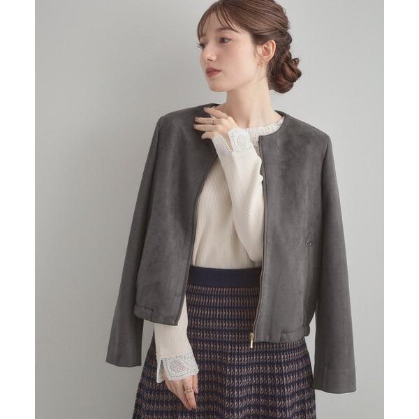 『タイムセール実施中』ZOZO問い合わせ番号:99014075ショップ:Couture brooch，クチュールブローチブランド:couture brooch，クチュールブローチ商品名:【通勤・大人上品】スエード調ダンボール ノーカラージャ...