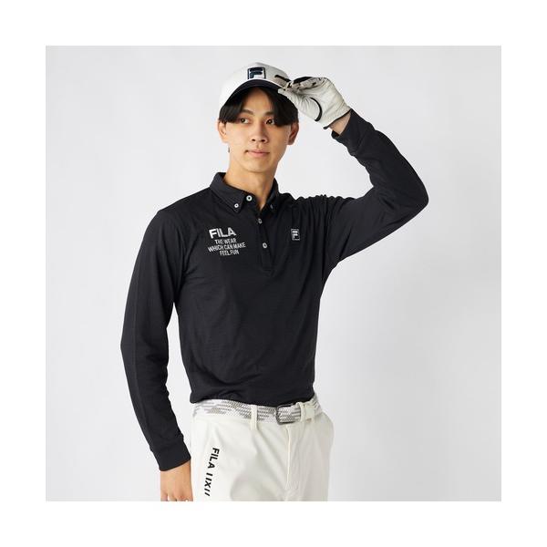 ポロシャツ FILA GOLF フィラゴルフ ゴルフウェア ワンポイント ロゴ 軽量 保温 ストレッチ 裏起毛 長袖 ボタンダウン ポロシャツ メンズ