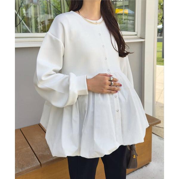 ZOZO問い合わせ番号:99048764ショップ:kobelettuce，コウベレタスブランド:KOBE LETTUCE，コウベレタス商品名:[ mamaレタス ] 異素材ペプラムバルーンカーディガンカテゴリ:ママ＆ベビー>マタニティ...