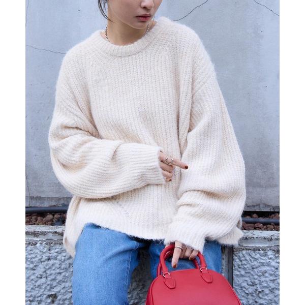 『タイムセール実施中』ZOZO問い合わせ番号:99048768ショップ:MONO-MART，モノマートブランド:MONO-MART，モノマート商品名:＜ウォッシャブル＞メランジ ミックスヤーン ローゲージ ボリュームスリーブ クルーネック ...