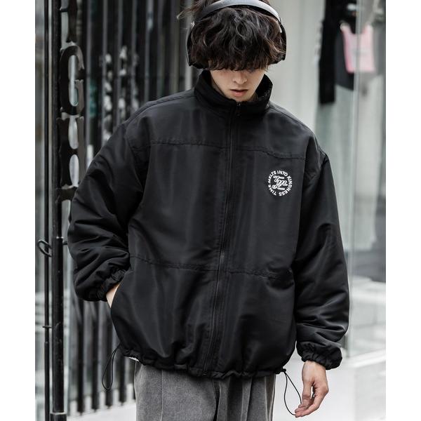 ブルゾン アウター 2Wayリバーシブル 両A面オーバーサイズワンポイントサークルロゴ刺繍スタンドネックボアブルゾン メンズ レディース
