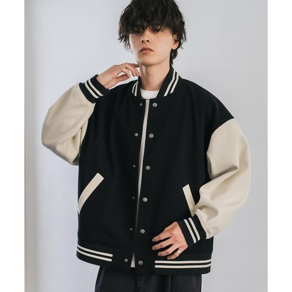 『タイムセール実施中』ZOZO問い合わせ番号:99113127ショップ:Rocky Monroe，ロッキーモンローブランド:Rocky Monroe，ロッキーモンロー商品名:オーバーサイズテックメルトン/PUレザー切替スタジャンカテゴリ:ジ...