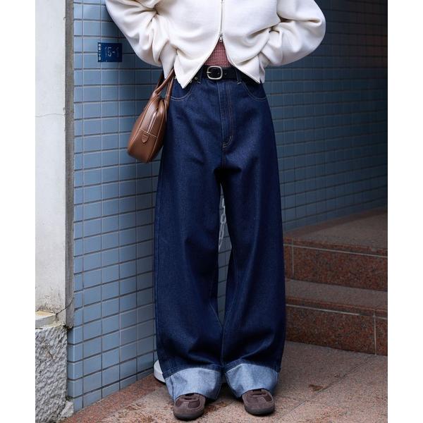 『セール実施中』ZOZO問い合わせ番号:99212660ショップ:MONO-MART，モノマートブランド:MONO-MART，モノマート商品名:＜速乾・ウォッシャブル＞ヴィンテージライク ロールアップ ハイウエストルーズデニムパンツカテゴリ...