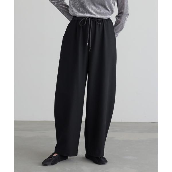 ワイドパンツ パンツ 「低身長/高身長向けサイズ有」ウエスト異素材リラックスカーブパンツ「サスティナブル」 レディース