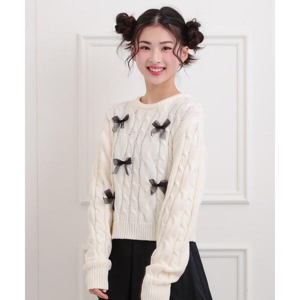 『タイムセール実施中』ZOZO問い合わせ番号:99252808ショップ:PINK-latte，ピンク ラテブランド:PINK-latte，ピンクラテ商品名:リボン付ニットプルオーバーカテゴリ:トップス>ニット/セーターブランド品番:3...