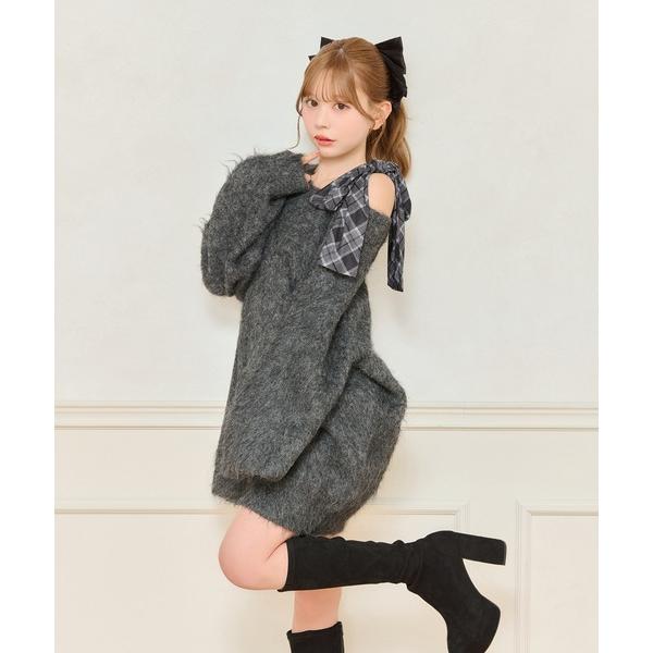 ZOZO問い合わせ番号:99284740ショップ:apres jour，アプレジュールブランド:apres jour，アプレジュール商品名:【リボンインナー別売り】シャギーニットワンピースカテゴリ:ワンピース/ドレス>ワンピースブラン...