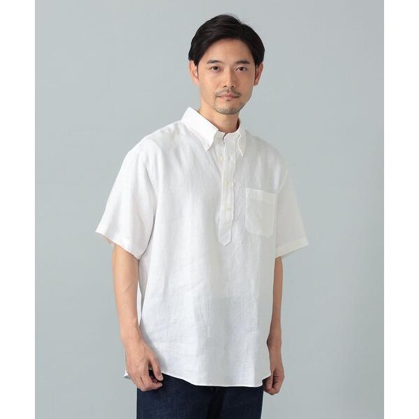 シャツ 半袖 「別注」Brooks Brothers / リネン ショートスリーブ プルオーバー ボタンダウン シャツ メンズ