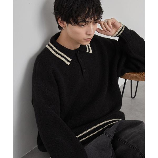 『タイムセール実施中』ZOZO問い合わせ番号:99382655ショップ:MONO-MART，モノマートブランド:MONO-MART，モノマート商品名:＜ウォッシャブル/アンチピリング＞オーバーサイズ ボーダー ニットポロカテゴリ:トップス&...