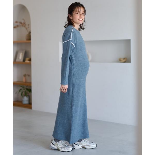 ZOZO問い合わせ番号:99392905ショップ:cross marche，クロスマルシェブランド:Rosemadame，ローズマダム商品名:配色ステッチニットワンピース(マタニティ＆授乳服）授乳口付き 授乳楽々 妊婦服 産前・産後対応カテ...