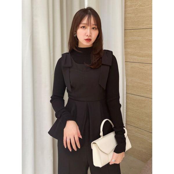 『タイムセール実施中』ZOZO問い合わせ番号:99418876ショップ:dazzlin，ダズリンブランド:dazzlin，ダズリン商品名:ショルダーリボンペプラムオールインカテゴリ:オールインワン・サロペット>つなぎ/オールインワンブ...