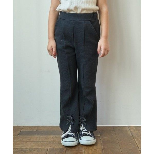 『セール実施中』ZOZO問い合わせ番号:99449627ショップ:petit main，プティマインブランド:Lycee mine，リセマイン，petit main，プティマイン商品名:【ともパン】【裏起毛】裾リボン付きスリットフレアパンツ...
