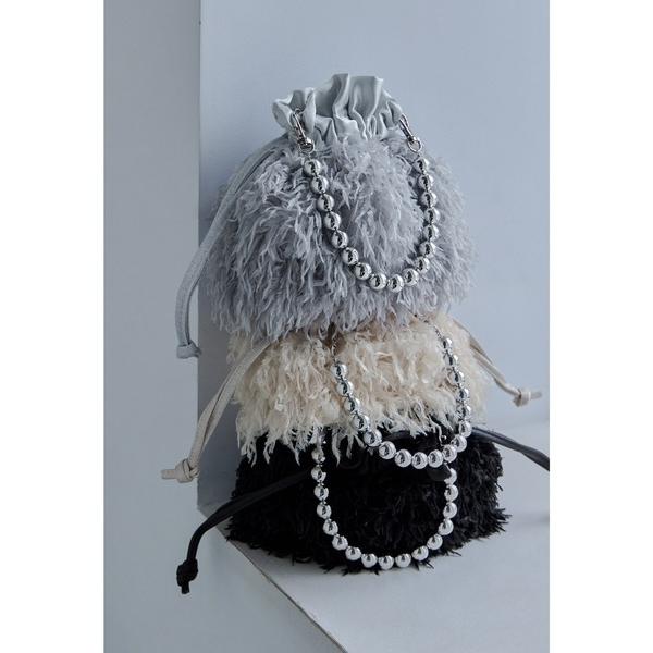 ZOZO問い合わせ番号:99450887ショップ:bflat，ビーフラットブランド:niana，ニアナ，et.UNiVER，エトユニベール商品名:シャギー巾着バッグ ボールハンドル ショルダー パーティーバッグ 結婚式 二次会 成人式 同窓...