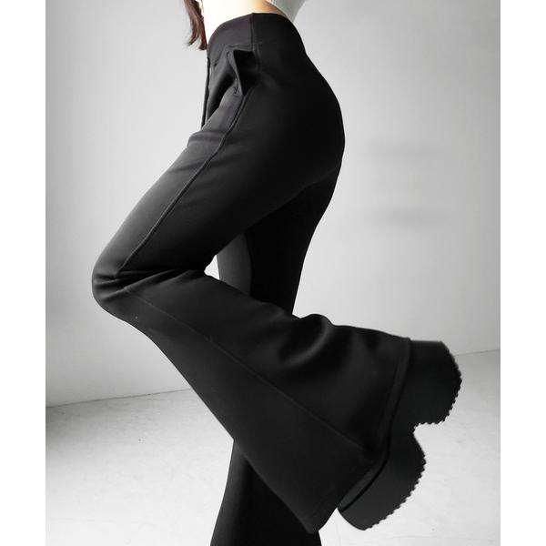 ZOZO問い合わせ番号:99454392ショップ:me+em select，ミームセレクトブランド:me+em select，ミームセレクト商品名:【 ２color 】ハイウエストワンホンスウェットフレアパンツ ／ high waist w...