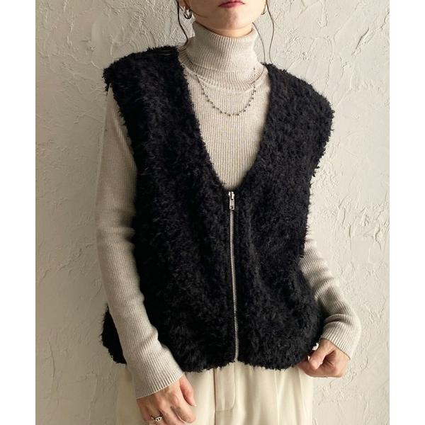 『タイムセール実施中』ZOZO問い合わせ番号:99486234ショップ:wears，ウェアーズブランド:She's Closet，シーズクローゼット商品名:深Vネックフェザーヤーンダブルジップシャギーニットベストカテゴリ:トップス>ベ...