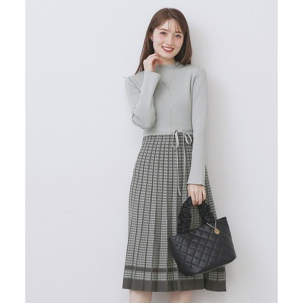 『タイムセール実施中』ZOZO問い合わせ番号:99487055ショップ:index，インデックスブランド:index，インデックス商品名:千鳥チェックバイカラーニットワンピース【洗濯機OK/抗ピル】カテゴリ:ワンピース/ドレス>ワンピ...