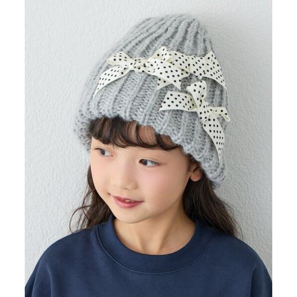 ニット帽 ニットキャップ 「KIDS」リボンニット帽 キッズ 子供 女の子