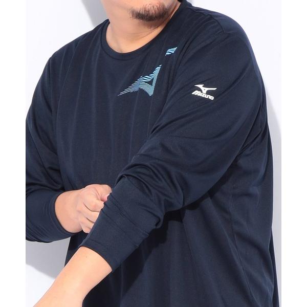 tシャツ MIZUNO (ミズノ) Pure Hyper ドライ ロゴプリント クルーネック 長袖 Tシャツ メンズ
