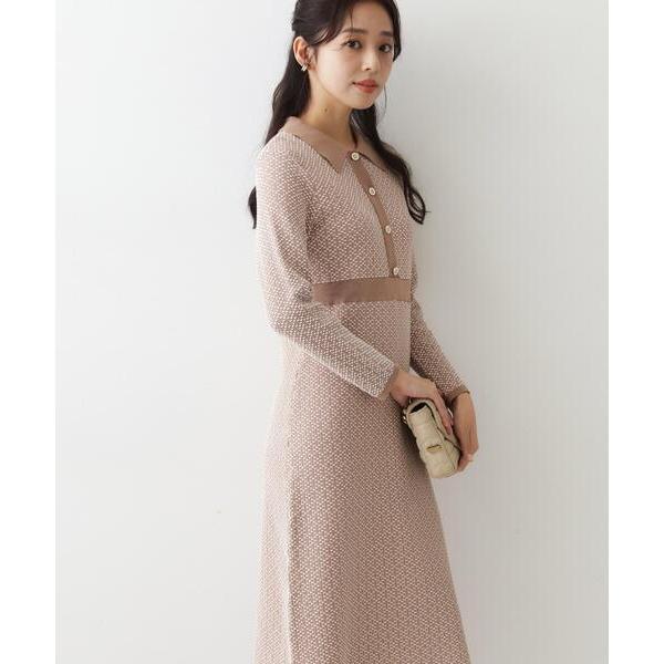 『タイムセール実施中』ZOZO問い合わせ番号:99629285ショップ:COUP DE CHANCE，クードシャンスブランド:COUP DE CHANCE，クードシャンス商品名:【手洗い可】衿付きニットジャカード編みワンピースカテゴリ:ワン...