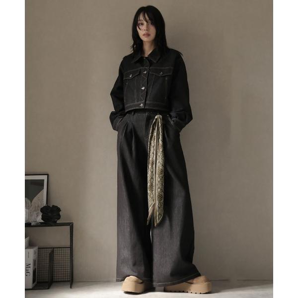 『タイムセール実施中』ZOZO問い合わせ番号:99663775ショップ:Ulysses，ユリシスブランド:Ulysses，ユリシス商品名:【セットアップ】スカーフ付カラーデニムジャケット＆ワイドフレアパンツカテゴリ:ジャケット/アウター&g...