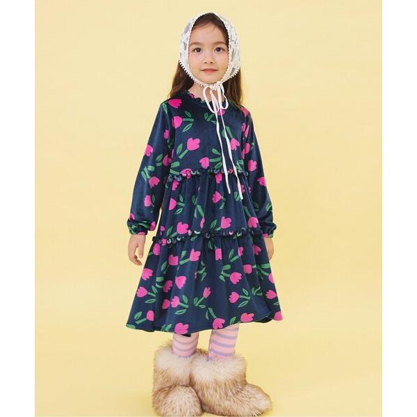 『セール実施中』ZOZO問い合わせ番号:99731065ショップ:F.O.Online Store，エフオーオンラインストアブランド:BREEZE，ブリーズ商品名:【WEB限定/ジュニア対応】レトロ総柄ベロアワンピースカテゴリ:ワンピース/...