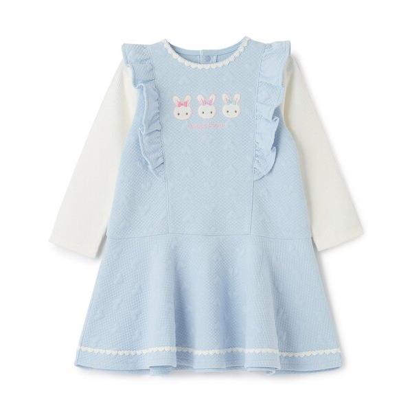 ※このアイテムは返品・交換対象外商品です。ZOZO問い合わせ番号:99797295ショップ:NARUMIYA ONLINE，ナルミヤ オンラインブランド:mezzo piano，メゾピアノ商品名:ウサギアップリケ　ハートジャガードワンピース...