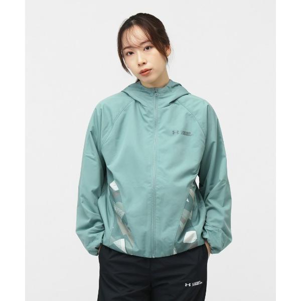 コート アウター アンダーアーマー  UAトリコットウーブン プリント フルジップ フーディー レディース