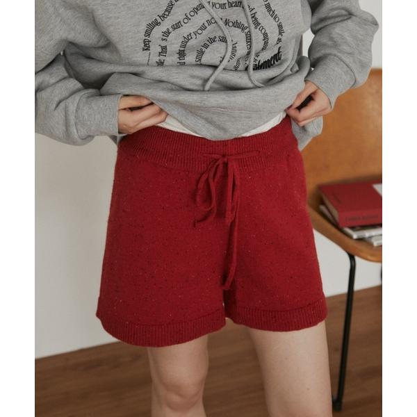 パンツ ネップニットショートパンツ レディース
