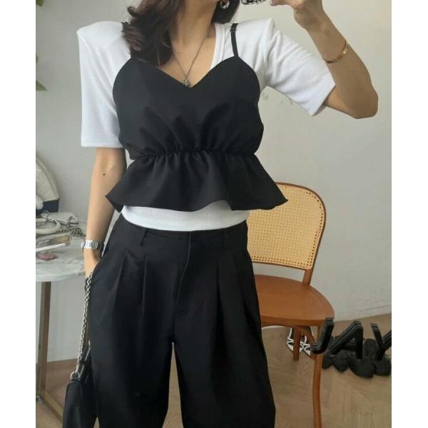 『タイムセール実施中』参考価格：8，980円発売時期：2025年07月コンディション：B（目立つ使用感なし）使用感が少ない、または気にならないアイテム全体的：汚れ参考商品名：レイヤード風ペプラムセットアップ参考品番：6285-fx【商品に関...