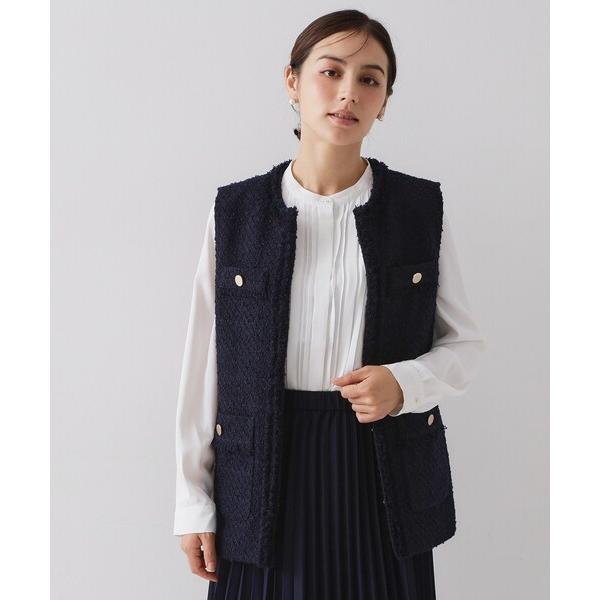 ベスト ジレ 「通勤・セレモニー対応」ツイードジレ「洗える」 レディース