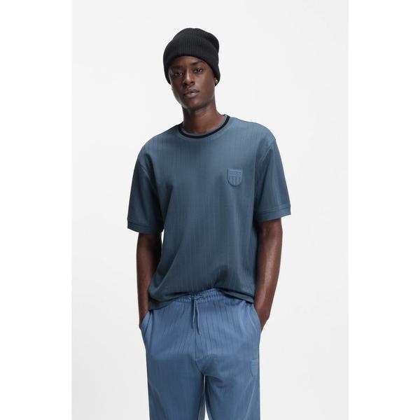 tシャツ コットンブレンド Tシャツ ドロップニードル ストライプ メンズ