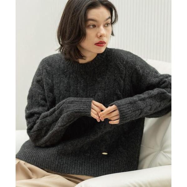 ニット セーター MIXミドルゲージケーブルニット「洗濯機OK」 レディース