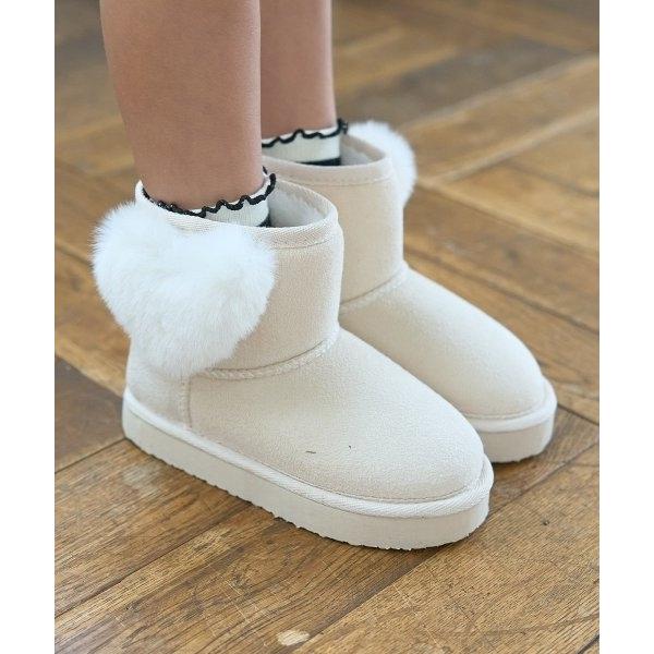 『セール実施中』ZOZO問い合わせ番号:100002382ショップ:petit main，プティマインブランド:Lycee mine，リセマイン，petit main，プティマイン商品名:ハート付きムートンブーツカテゴリ:シューズ>ブ...