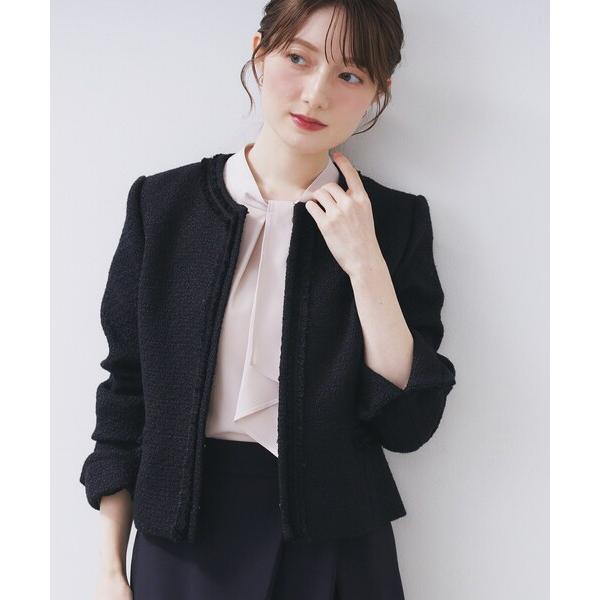 ZOZO問い合わせ番号:100137558ショップ:index，インデックスブランド:index，インデックス商品名:≪通勤・セレモニー/セットアップ対応≫ノーカラーツイードジャケット【洗濯機OK】カテゴリ:ジャケット/アウター>ノー...